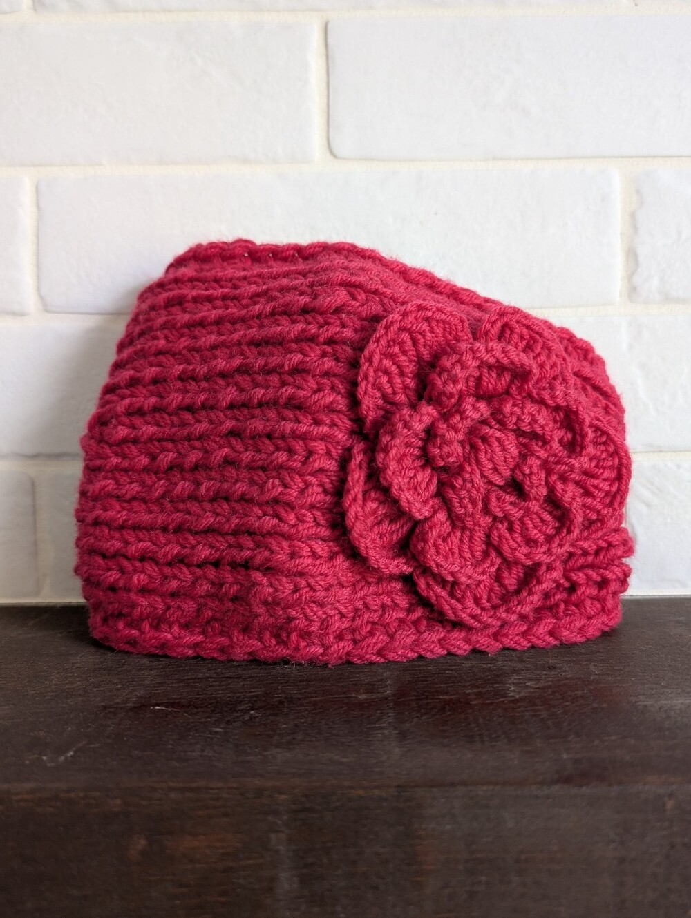 4/$20 NEW WITH TAGS fuchsia pink warm thick knit headband with rosette flower …